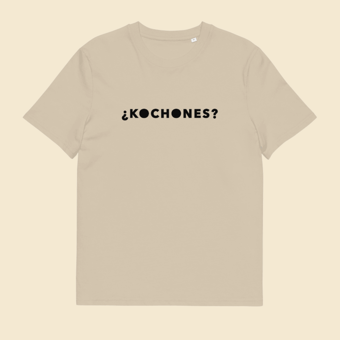 KOCHONES Shirt aus Bio Baumwolle in der Farbe beige mit schwarzem KOCHONES Logo